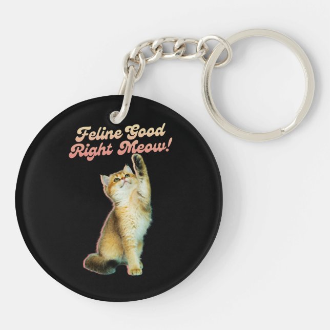 Porte-clefs Typographie de chat drôle mignonne avec Kitten jou (Dos)