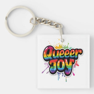 Porte-clefs Typographie de la Fierté Arc-en-Ciel de Joie Queer
