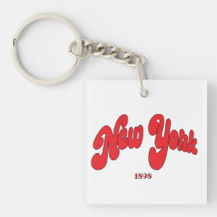 Porte-clefs Typographie de New-York Noir-Gris
