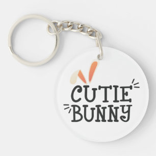 Porte-clefs Typographie de Pâques de Bunny Cutie Simple Port