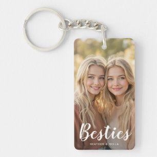 Porte-clefs Typographie de photo personnalisée Bestie