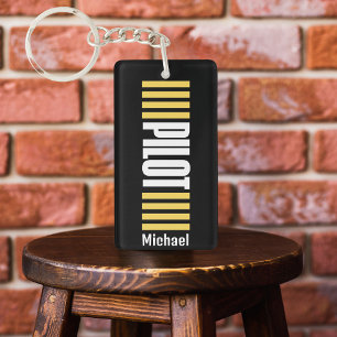 Porte-clefs Typographie du pilote Avion photo personnalisée