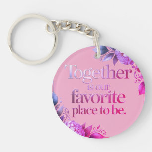 Porte-clefs Typographie florale dorée élégante