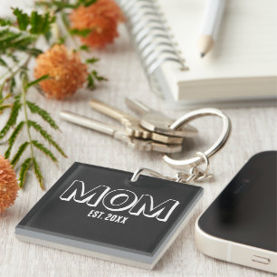 Porte-clefs Typographie minimale blanche pour l'année d'établi