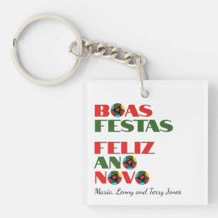 Porte-clefs Typographie minimaliste Salutations de Noël portug
