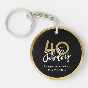 Porte-clefs Typographie moderne 40e anniversaire noir et or