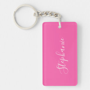 Porte-clefs Typographie moderne rose personnalisée
