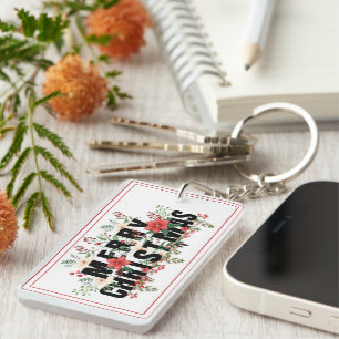 Porte-clefs Typographie noire Elegante Joyeux Noël Deep Ev