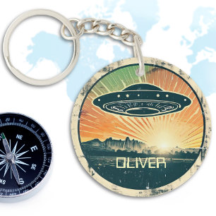 Porte-clefs UFO personnalisé vintage
