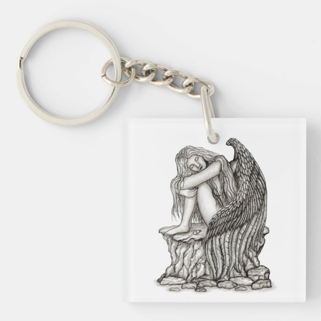 Porte-clefs Un ange endormi sur la pierre (Devant)