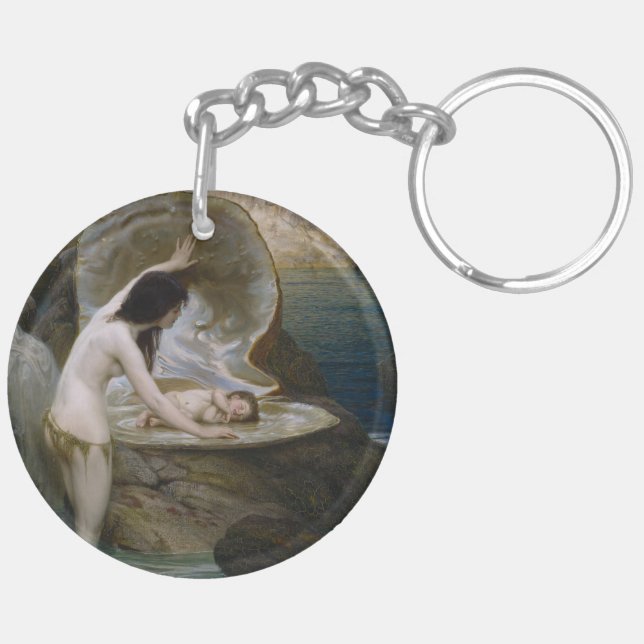 Porte-clefs Un bébé aquatique retrouvé dans un coquillage par  (Dos droit)