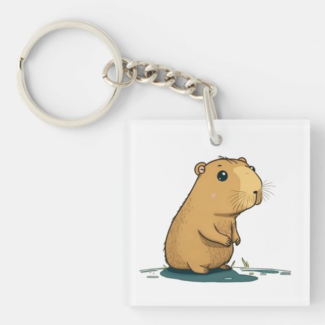 Porte-clefs un capybara au trou d'arrosage (Devant)