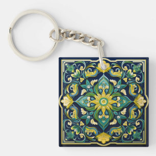 Porte-clefs 💛 💚 💙 Un Chef-D'Oeuvre Azulejo Unique
