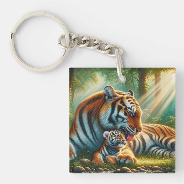 Porte-clefs Un lien paisible dans la peinture de la jungle (Devant)