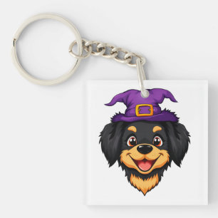 Porte-clefs Un mignon chien en caricature portant un Casquette
