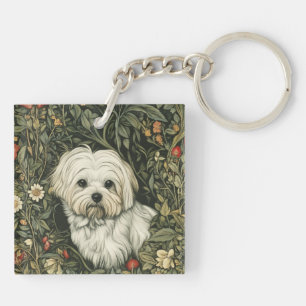 Porte-clefs Un mignon chien maltais dans un jardin à la Willia