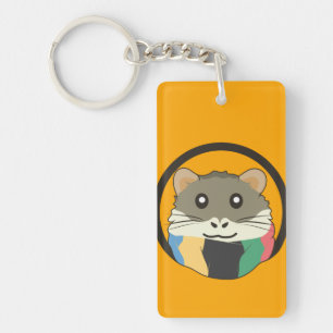 Porte-clefs Un mignon hamster en caricature avec une écharpe m