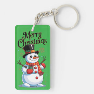 Porte-clefs Un Noël enchanté : un bonhomme de neige souriant