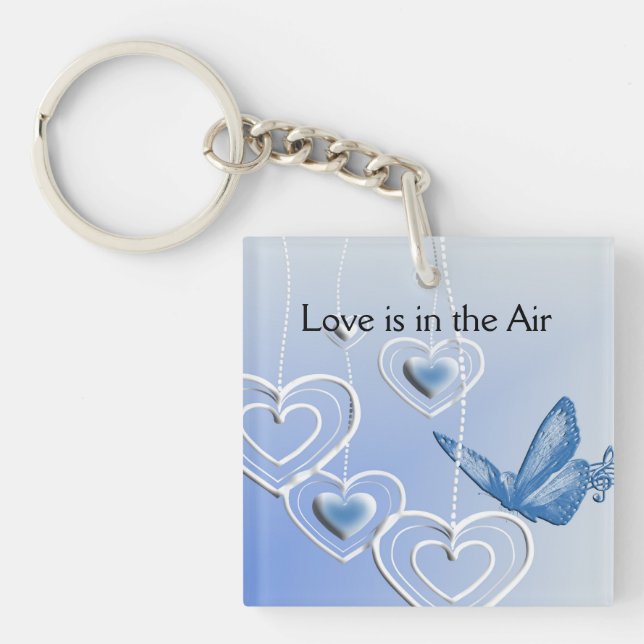 Porte-clefs Un papillon et des cœurs (Devant)