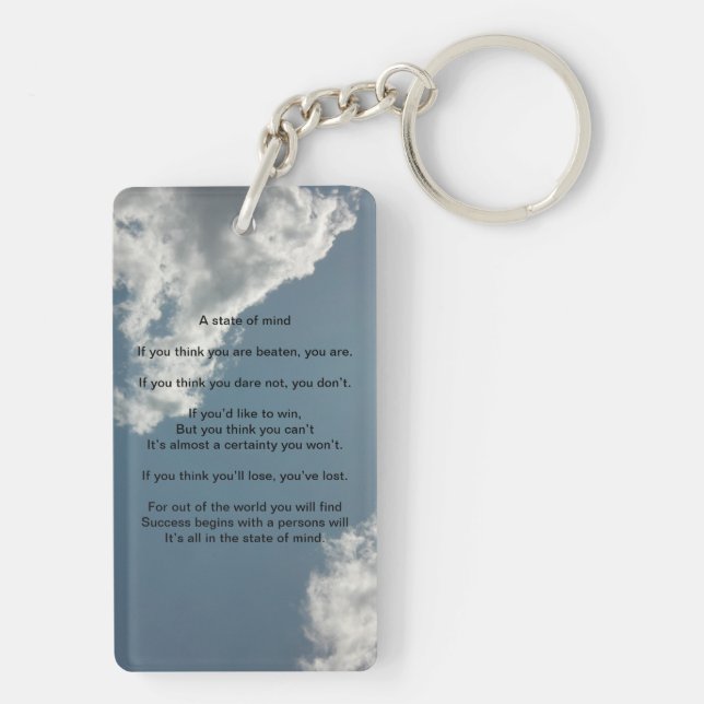Porte-clefs Un porte - clé de poème d'état d'esprit (Dos)