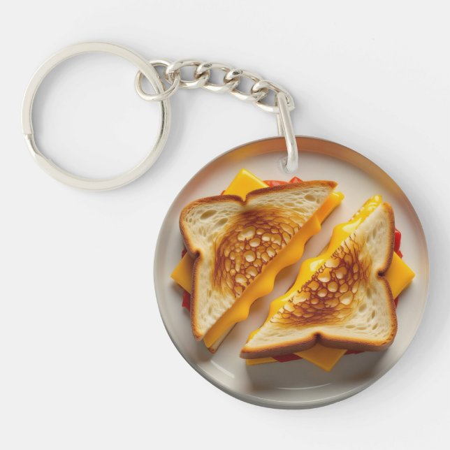 Porte-clefs Un sandwich au fromage grillé sur une assiette (Devant)