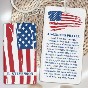 Porte-clefs Un soldat priant Drapeau militaire patriotique am