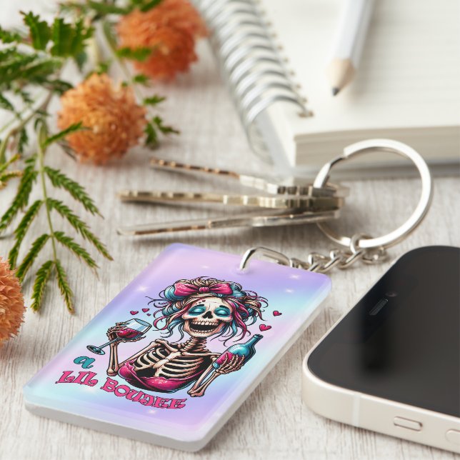 Porte-clefs Un squelette amusant de l'art des mots (Devant droit)