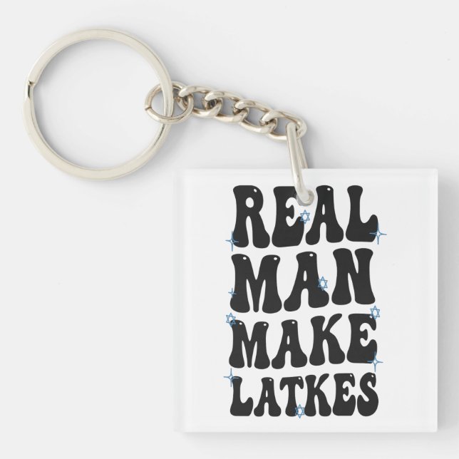 Porte-clefs Un vrai homme rend Latkes amusant Super Hanoukka (Devant)