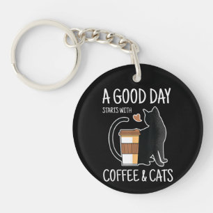 Porte-clefs Une bonne journée commence avec du café et des cha