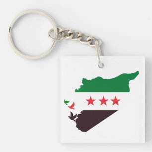 Porte-clefs Une carte de la Syrie avec le drapeau de la révolu