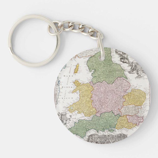 Porte-clefs Une carte de l'Angleterre | 1760 (Devant)