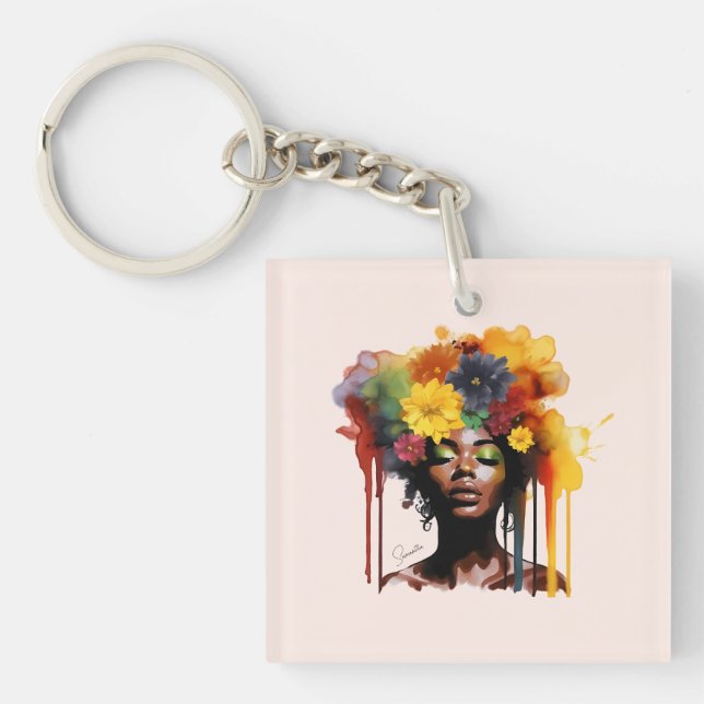 Porte-clefs Une femme afro-américaine avec les cheveux d'afro- (Devant)