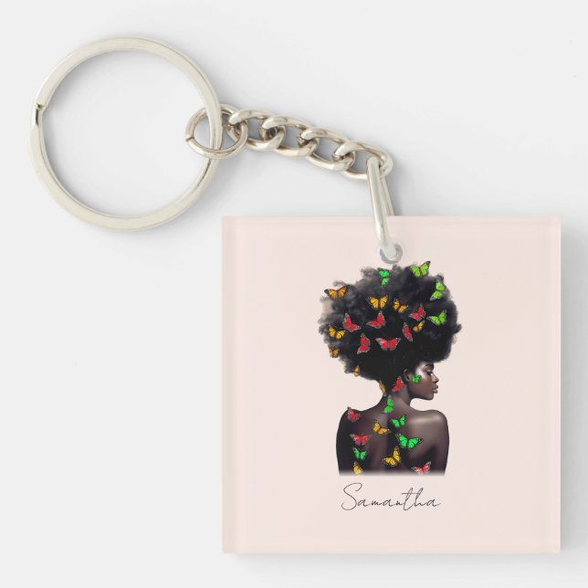 Porte-clefs Une femme afro-américaine avec un Afro rempli de p (Devant)