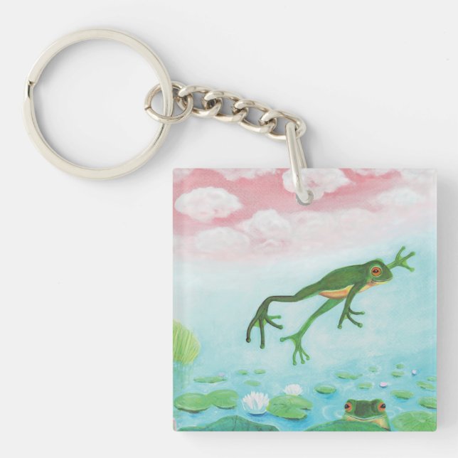Porte-clefs Une Grenouille S'Enfonce Dans L'Étang Illustration (Devant)