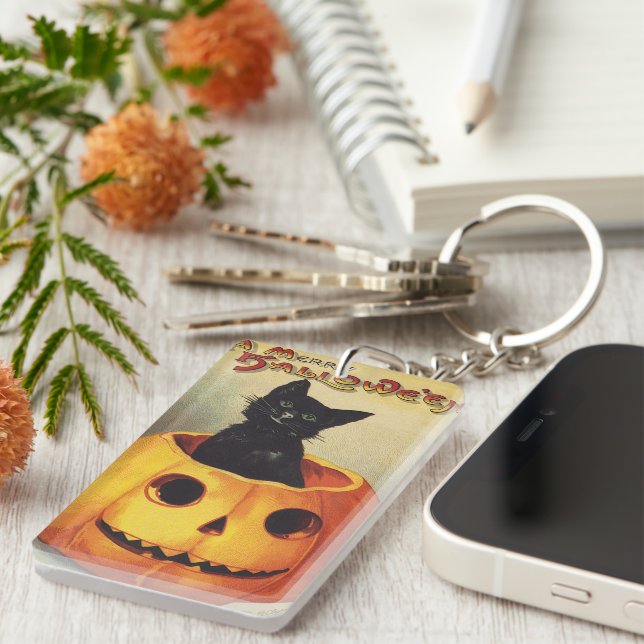 Porte-clefs Une joyeuse Halloween par Ellen Clapsaddle, Chat V (Devant droit)