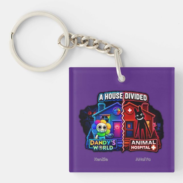 Porte-clefs Une maison divisée néon dessin animé panneau divis (Devant)