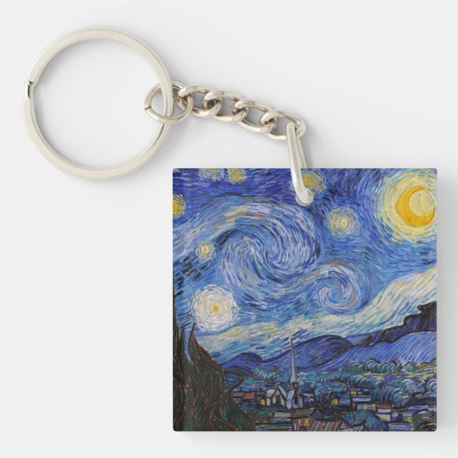 Porte-clefs Une nuit étoilée : Saint Remy par Vincent Van Gogh (Devant)