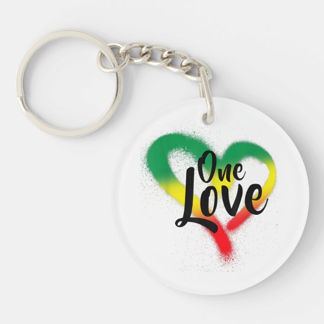 Porte-clefs Une Seule Amour Une Seule Vibration Reggae Du Coeu (Devant)