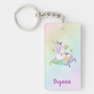 Porte-clefs Unicorn Princess Diva Iridescente Rainbow Pastel