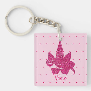 Porte-clefs Unicorn Visage rose Parties scintillant fille enfa