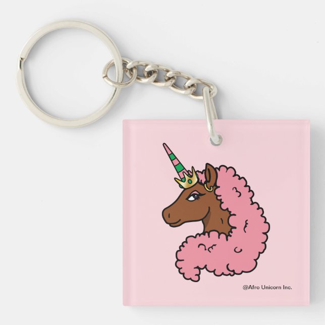 Porte-clefs Unicorne Afro Rose clair (Devant)