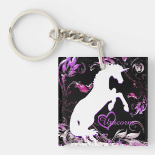 Porte-clefs Unicorne blanche V (éclaboussure colorée)