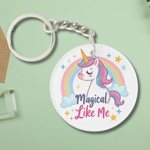Porte-clefs Unicorne douce avec arc-en-ciel