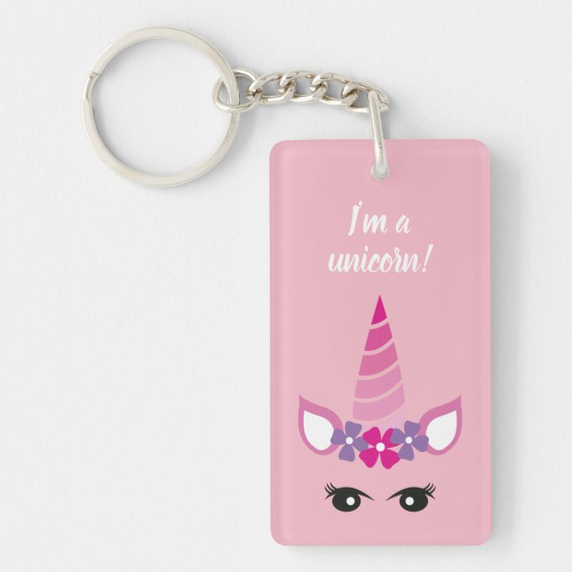 Porte-clefs Unicorne rose (Devant)
