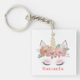 Porte-clefs Unicorne, Visage Unicorne, personnalisée, girly, f