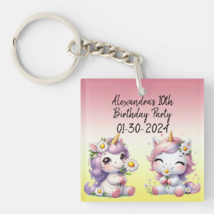 Porte-clefs Unicornes et marguerites, fête d'anniversaire pour