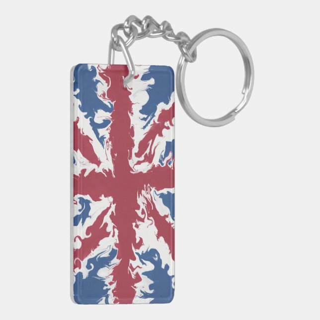 Porte-clefs Union Jack Liquid Art (Dos gauche)
