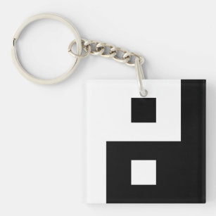 Porte-clefs Unique Carré Yin et Yang Balance Pixel Art