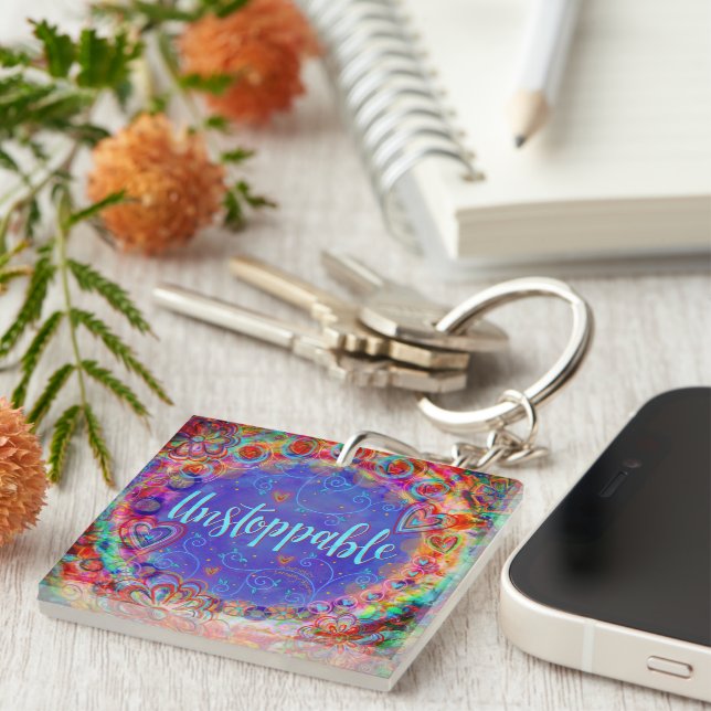 Porte-clefs Unique Joli Floral Inspirivity Instoppable (Devant Droit)