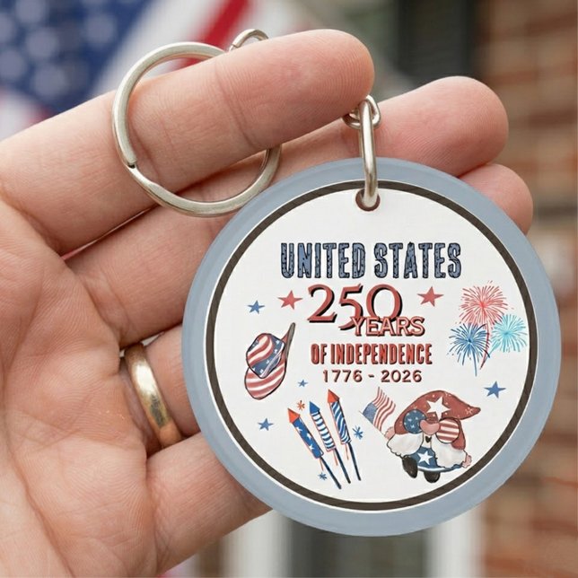 Porte-clefs US 250th Anniversary Patriotic Gnome (USA 250th Anniversary Patriotic Gnome Keychain)
